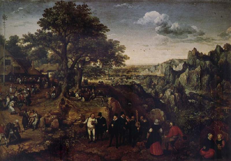 Lucas van Valckenborch Landscape with Village Festival oil painting image